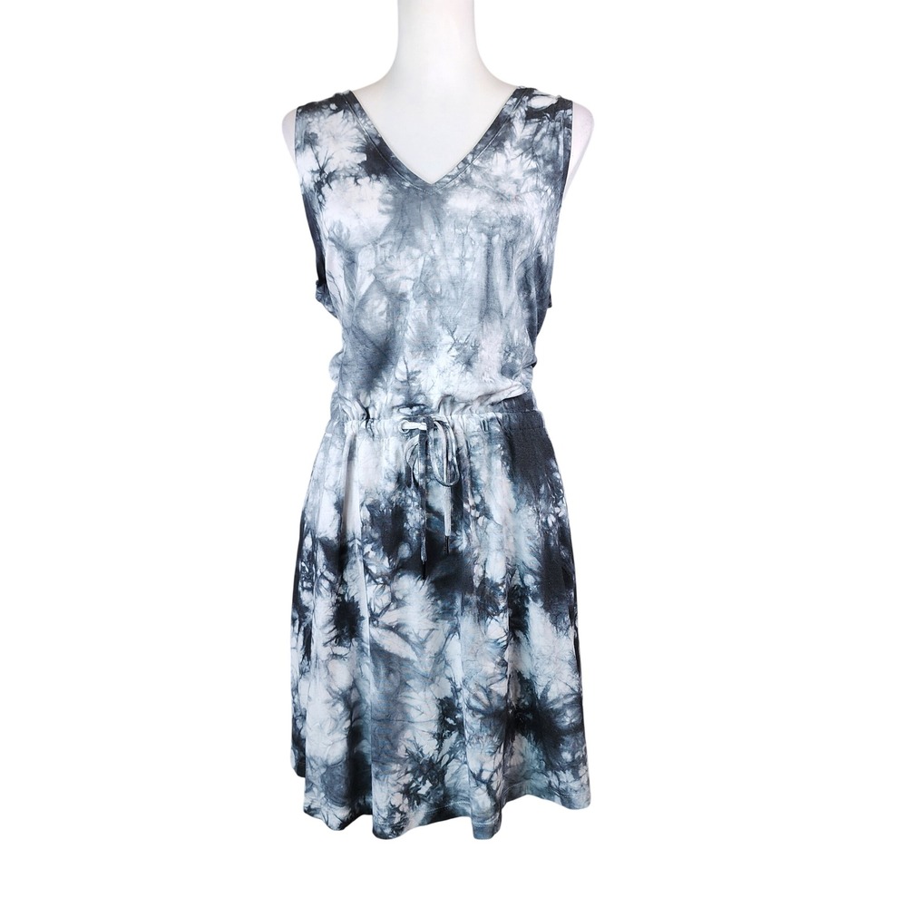 Sweaty Betty Take It Easy Dress Womens 8 10 Gray White Drawstring Tie Athleisure